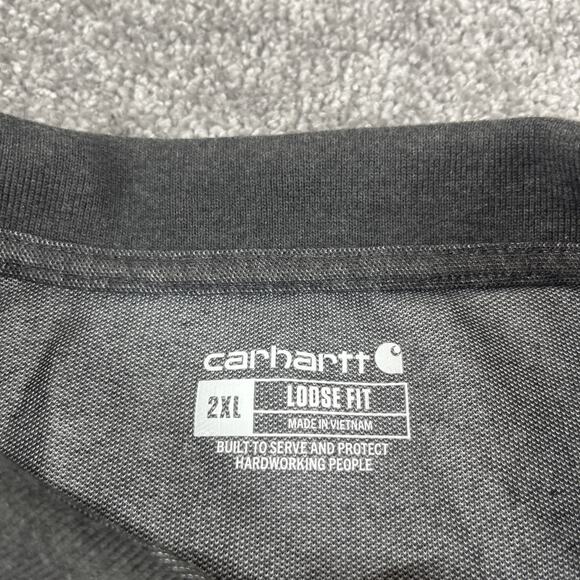 Carhartt Polo Shirt Mens XXL Loose Fit Workwear Pocket Short Sleeve Gray2XL - Picture 3 of 8
